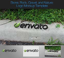 逼真的3D标志展示模型：Stone,Rock,Gravel,& Nature Logo Mock-Ups
